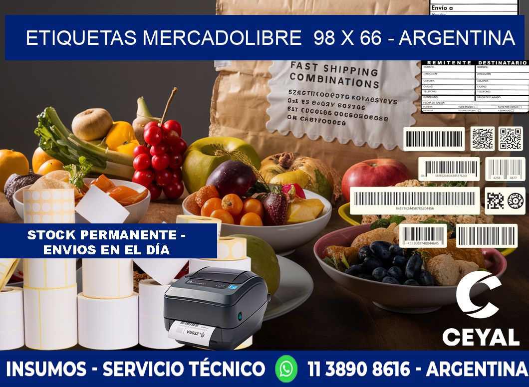 ETIQUETAS MERCADOLIBRE  98 x 66 - ARGENTINA