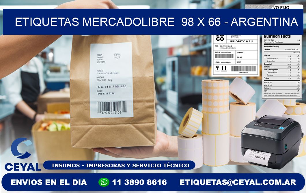 ETIQUETAS MERCADOLIBRE  98 x 66 - ARGENTINA