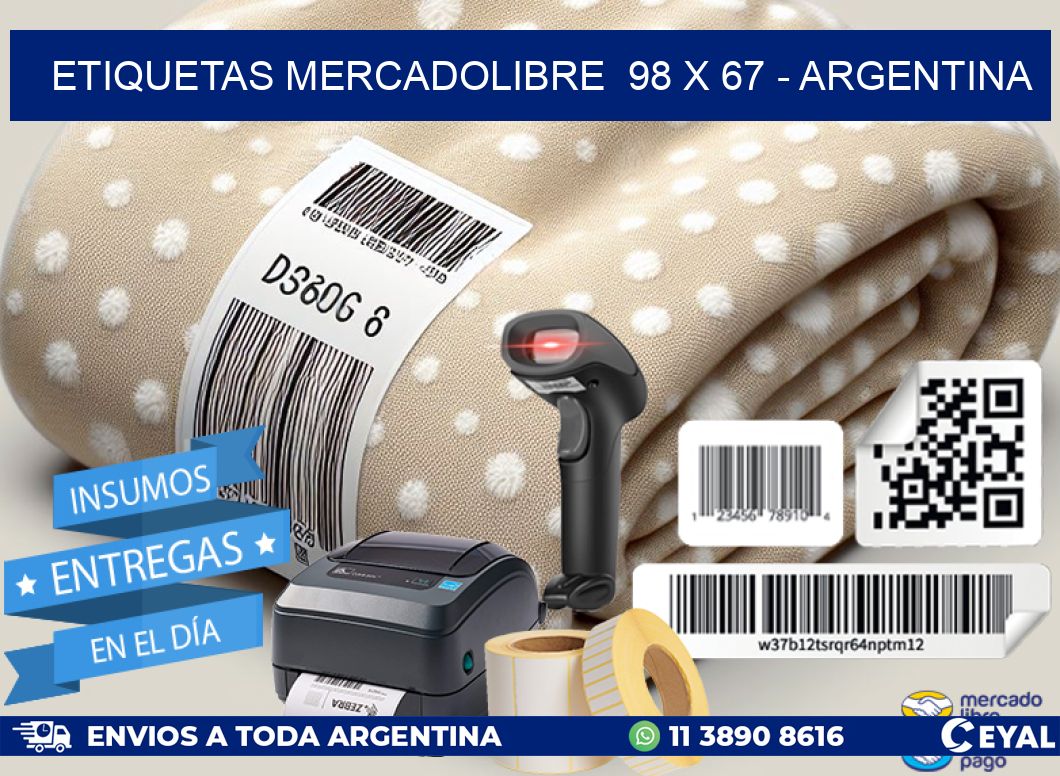 ETIQUETAS MERCADOLIBRE  98 x 67 - ARGENTINA