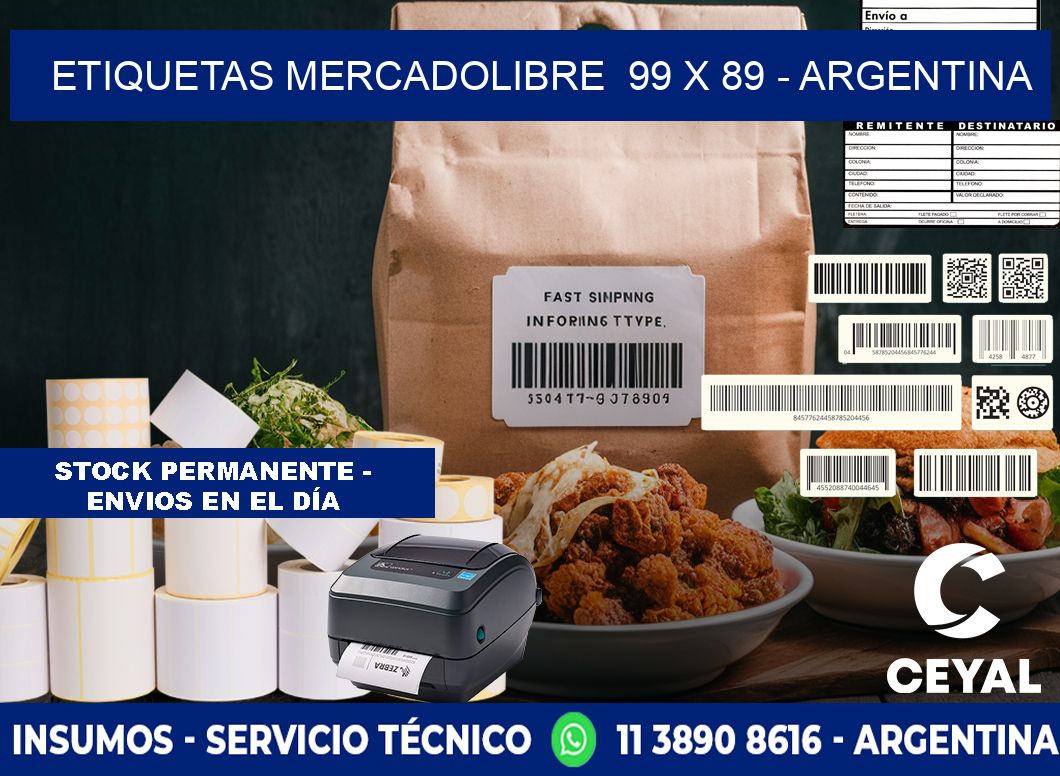 ETIQUETAS MERCADOLIBRE  99 x 89 - ARGENTINA