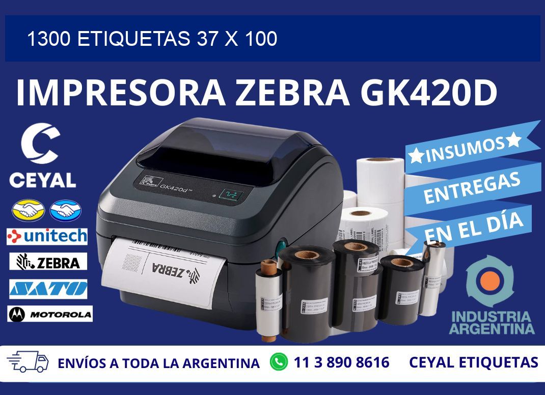 1300 ETIQUETAS 37 x 100