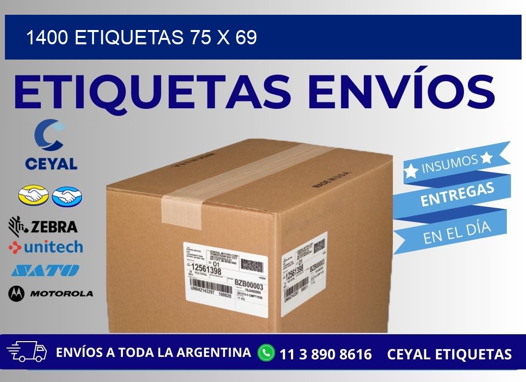 1400 ETIQUETAS 75 x 69