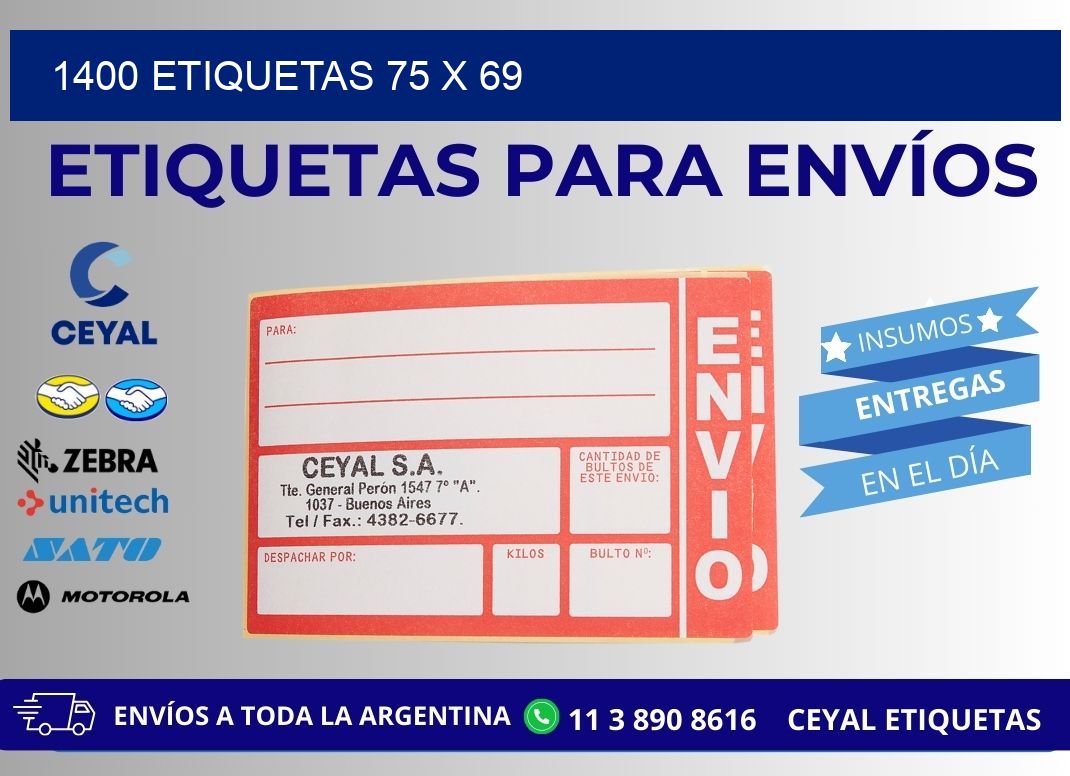 1400 ETIQUETAS 75 x 69