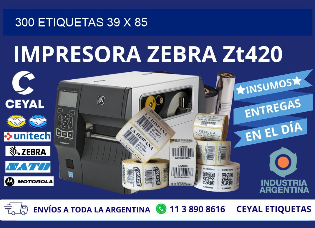 300 ETIQUETAS 39 x 85