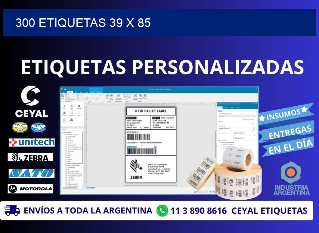 300 ETIQUETAS 39 x 85