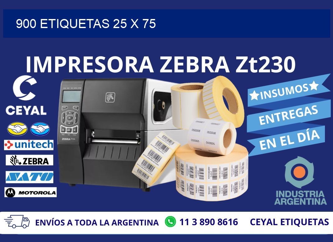 900 ETIQUETAS 25 x 75