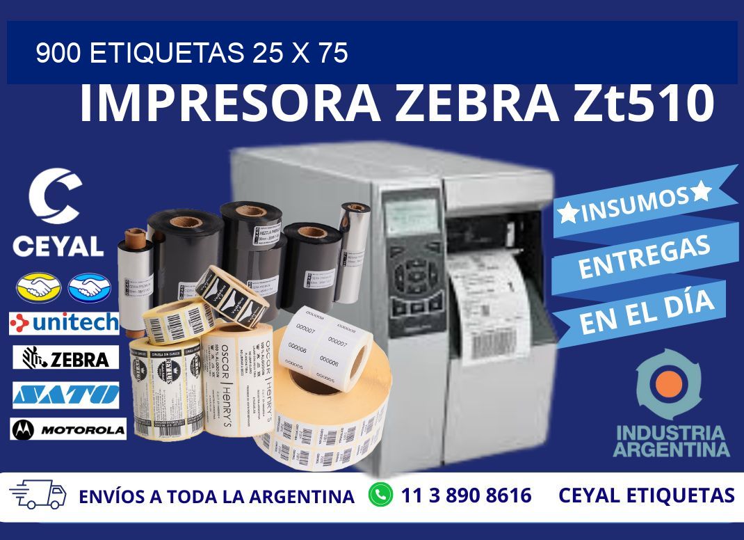 900 ETIQUETAS 25 x 75
