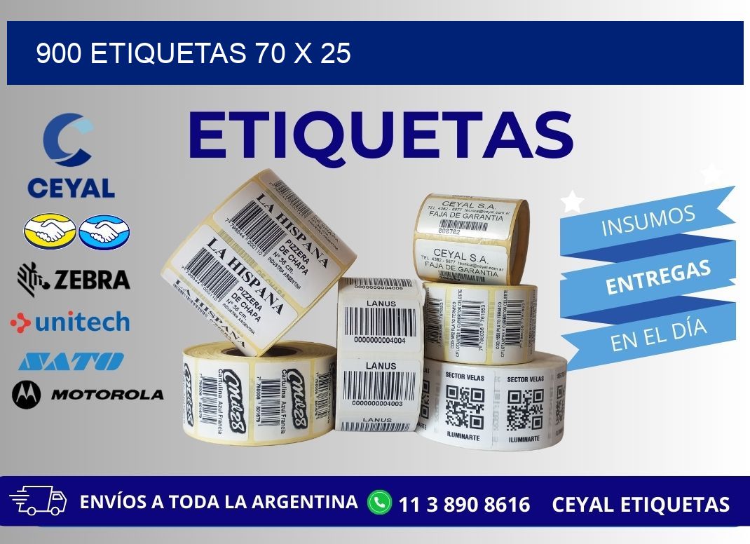900 ETIQUETAS 70 x 25