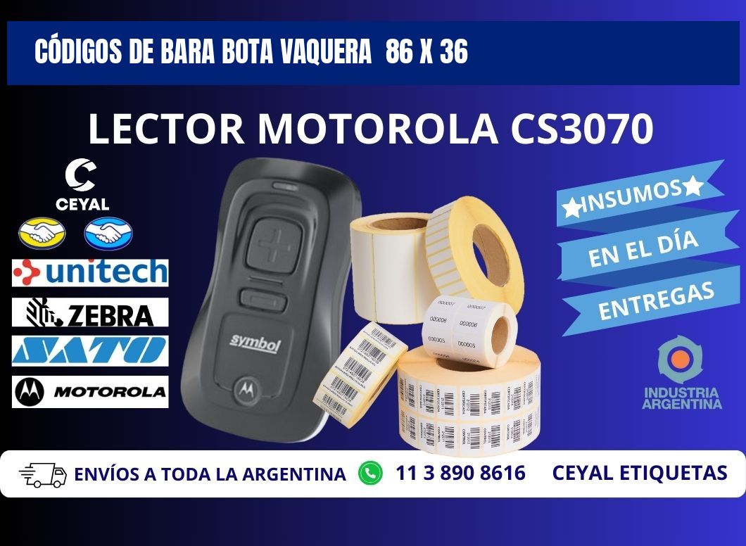 CÓDIGOS DE BARA BOTA VAQUERA  86 x 36