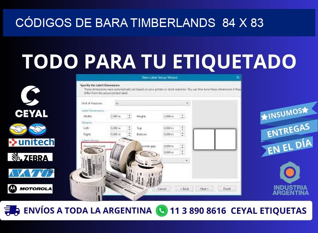 CÓDIGOS DE BARA TIMBERLANDS  84 x 83