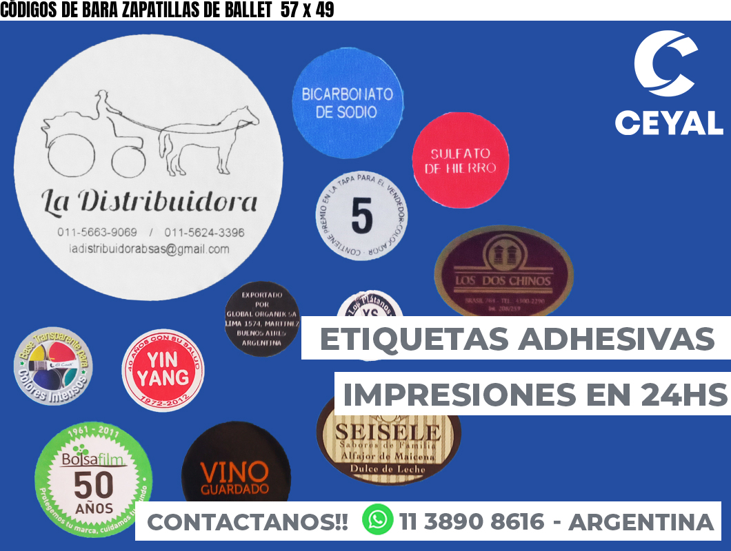 CÓDIGOS DE BARA ZAPATILLAS DE BALLET  57 x 49