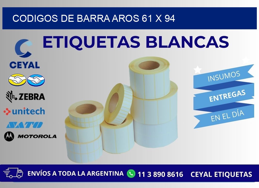 CODIGOS DE BARRA AROS 61 x 94
