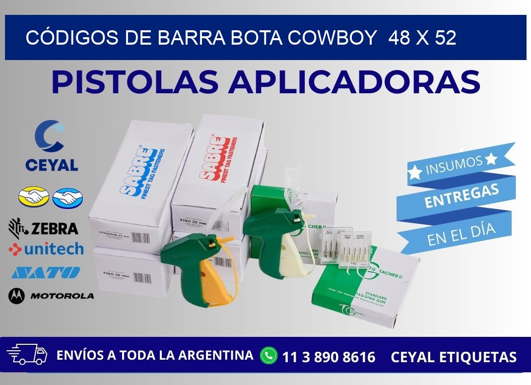CÓDIGOS DE BARRA BOTA COWBOY  48 x 52