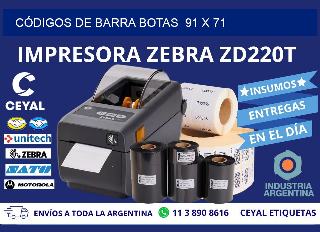 CÓDIGOS DE BARRA BOTAS  91 x 71