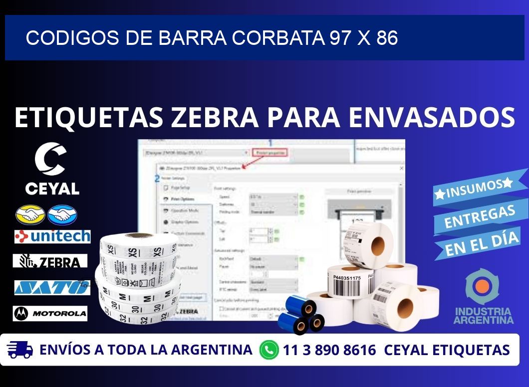 CODIGOS DE BARRA CORBATA 97 x 86