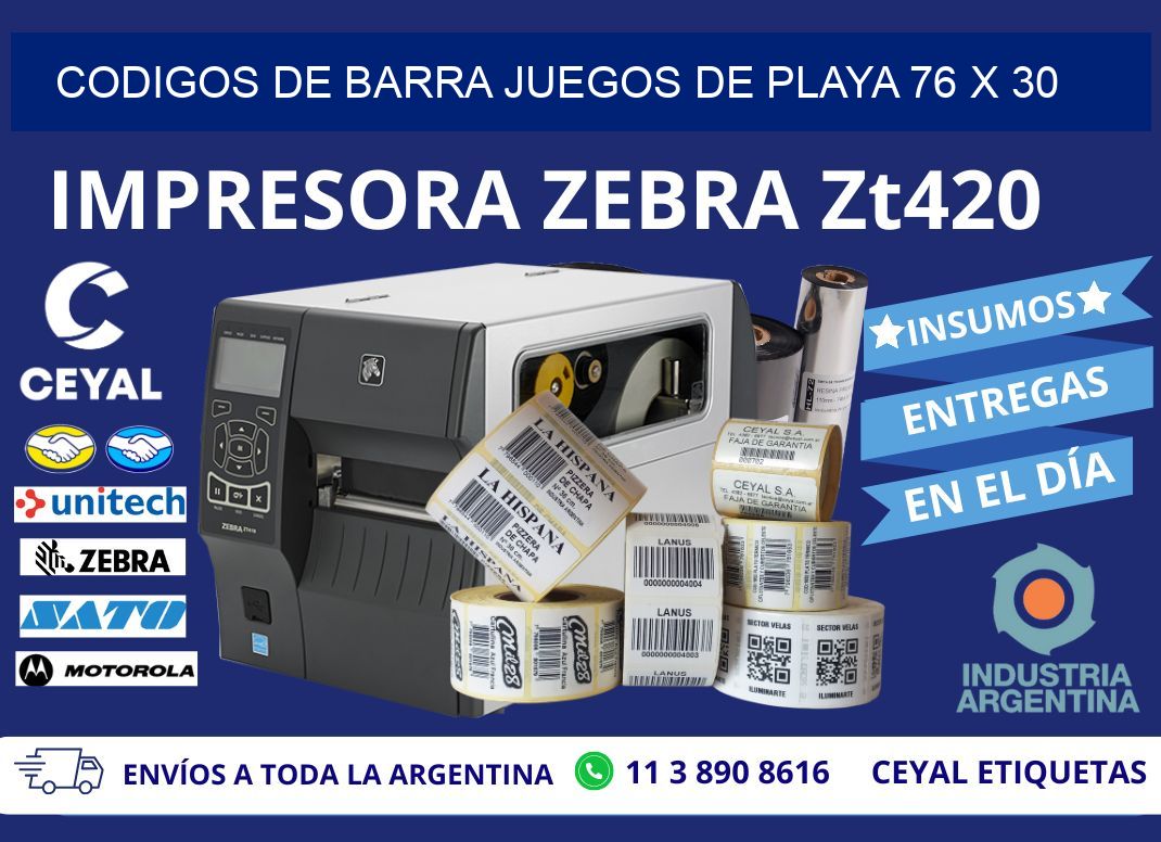 CODIGOS DE BARRA JUEGOS DE PLAYA 76 x 30
