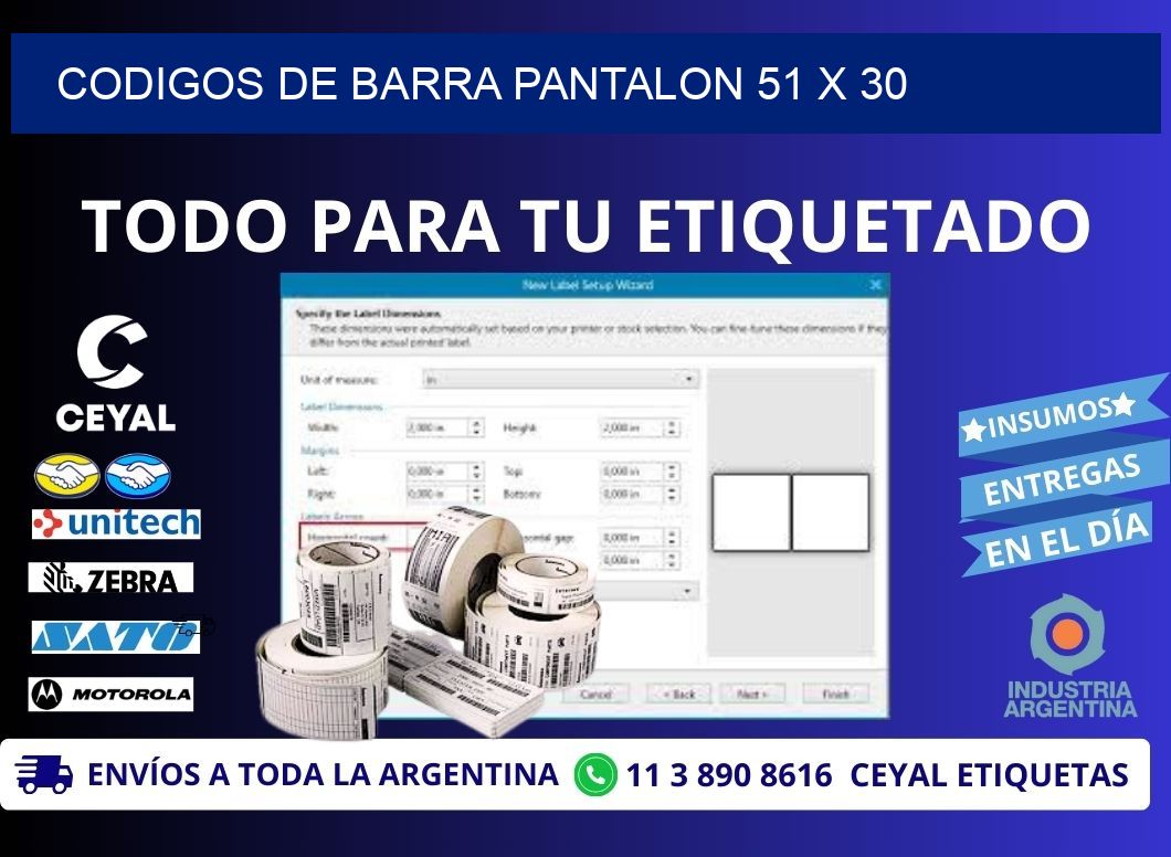 CODIGOS DE BARRA PANTALON 51 x 30