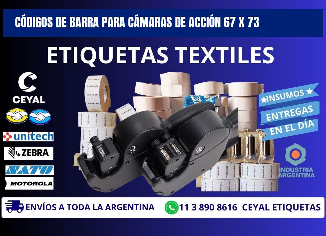 CÓDIGOS DE BARRA PARA CÁMARAS DE ACCIÓN 67 x 73