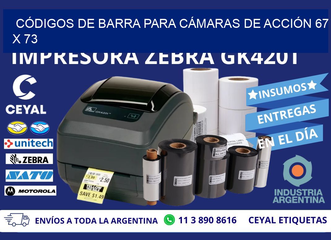 CÓDIGOS DE BARRA PARA CÁMARAS DE ACCIÓN 67 x 73