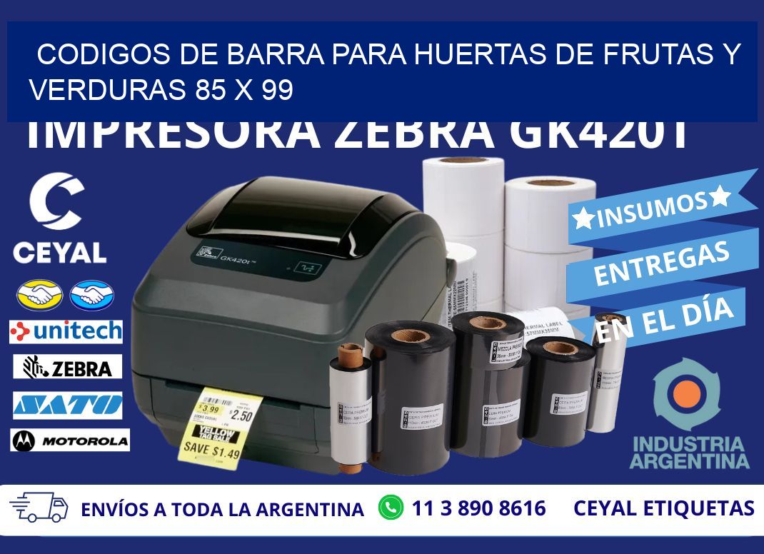 CODIGOS DE BARRA PARA HUERTAS DE FRUTAS Y VERDURAS 85 x 99