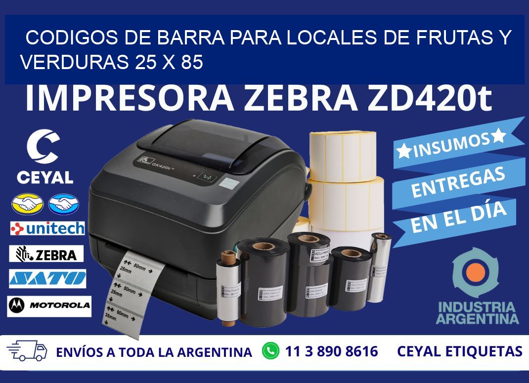 CODIGOS DE BARRA PARA LOCALES DE FRUTAS Y VERDURAS 25 x 85