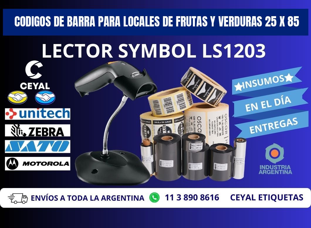 CODIGOS DE BARRA PARA LOCALES DE FRUTAS Y VERDURAS 25 x 85