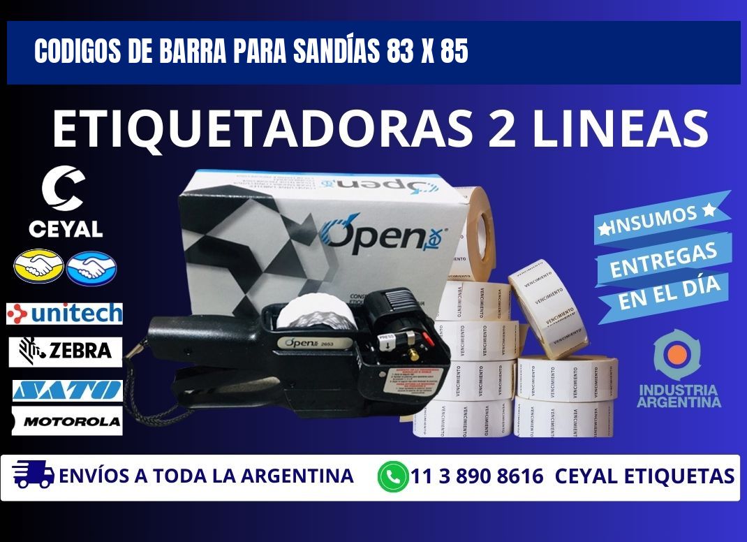CODIGOS DE BARRA PARA SANDÍAS 83 x 85