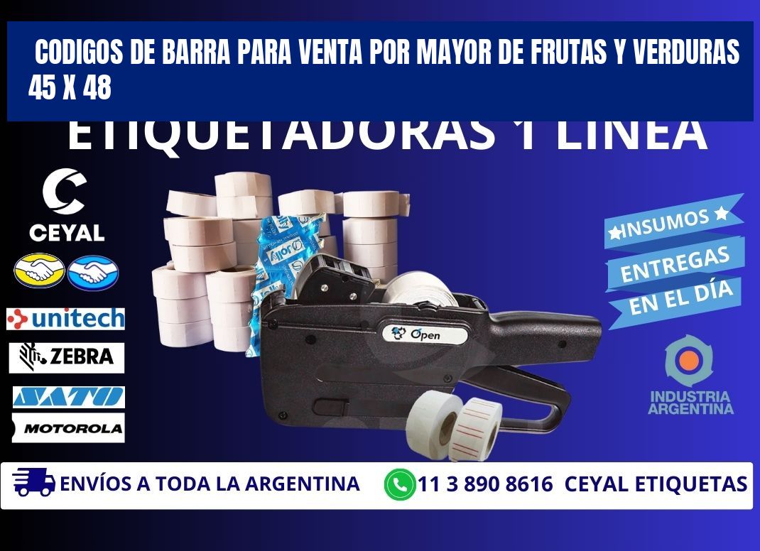 CODIGOS DE BARRA PARA VENTA POR MAYOR DE FRUTAS Y VERDURAS 45 x 48