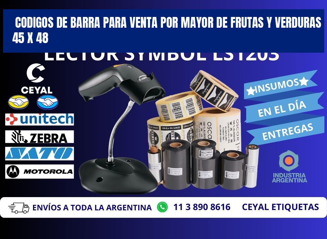 CODIGOS DE BARRA PARA VENTA POR MAYOR DE FRUTAS Y VERDURAS 45 x 48