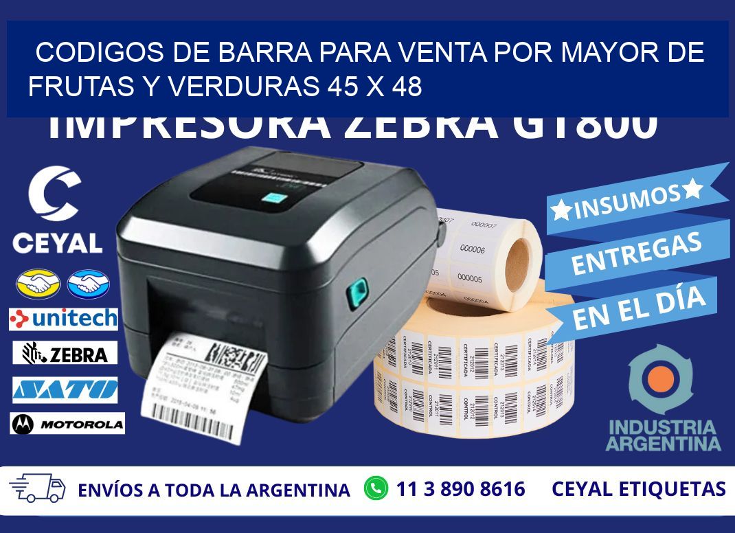 CODIGOS DE BARRA PARA VENTA POR MAYOR DE FRUTAS Y VERDURAS 45 x 48