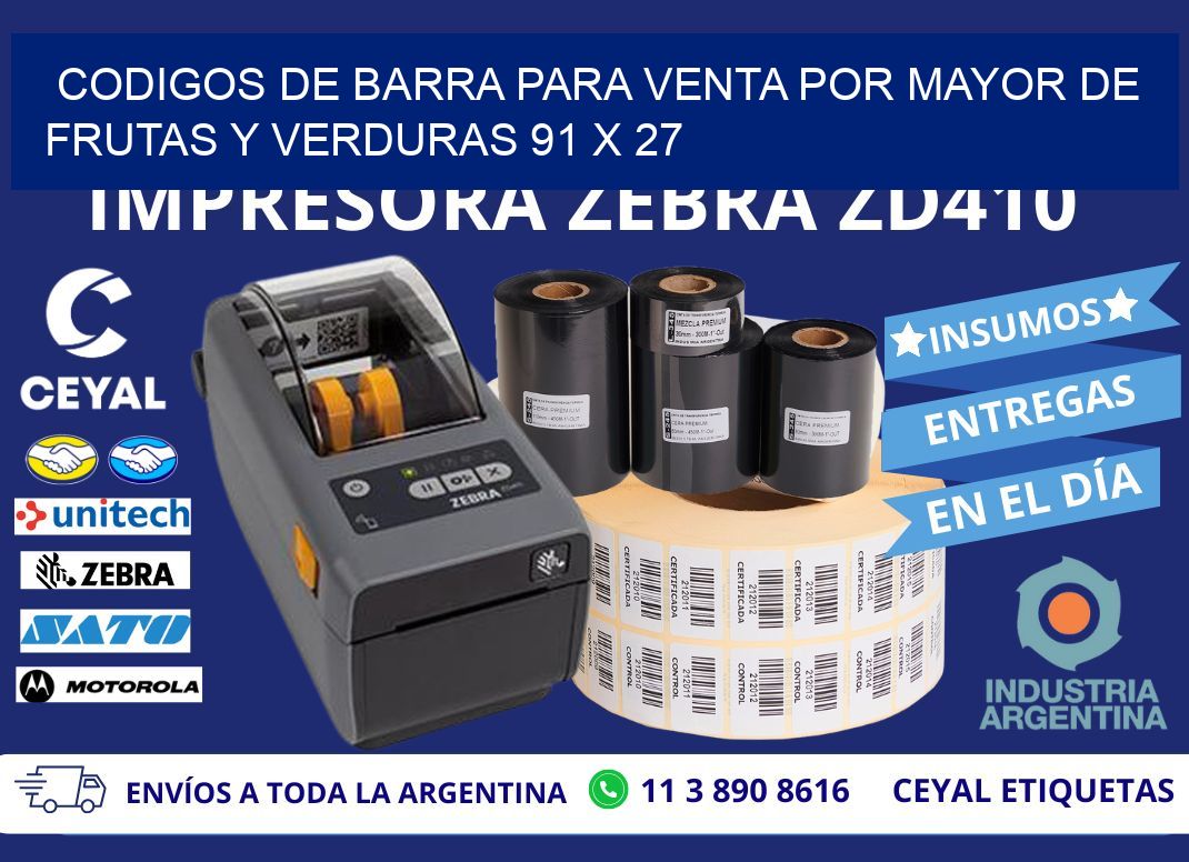 CODIGOS DE BARRA PARA VENTA POR MAYOR DE FRUTAS Y VERDURAS 91 x 27