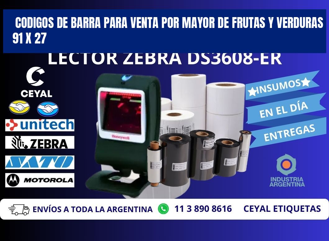 CODIGOS DE BARRA PARA VENTA POR MAYOR DE FRUTAS Y VERDURAS 91 x 27