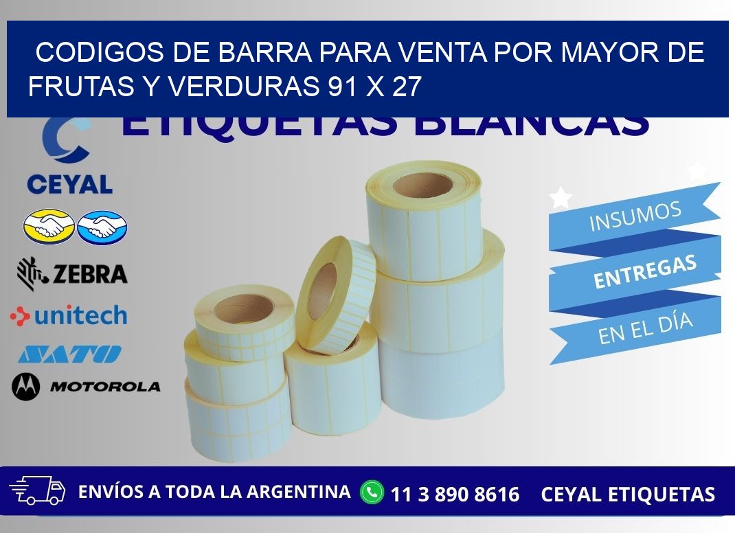 CODIGOS DE BARRA PARA VENTA POR MAYOR DE FRUTAS Y VERDURAS 91 x 27