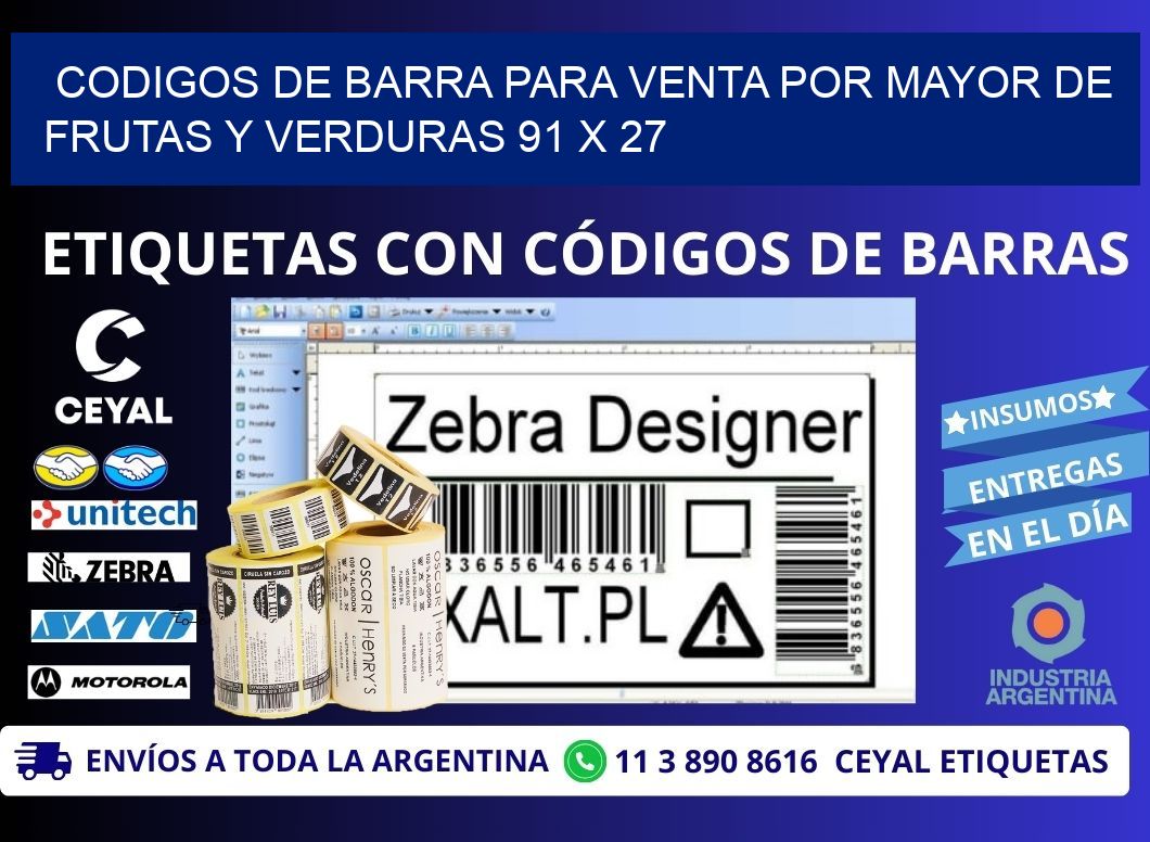 CODIGOS DE BARRA PARA VENTA POR MAYOR DE FRUTAS Y VERDURAS 91 x 27