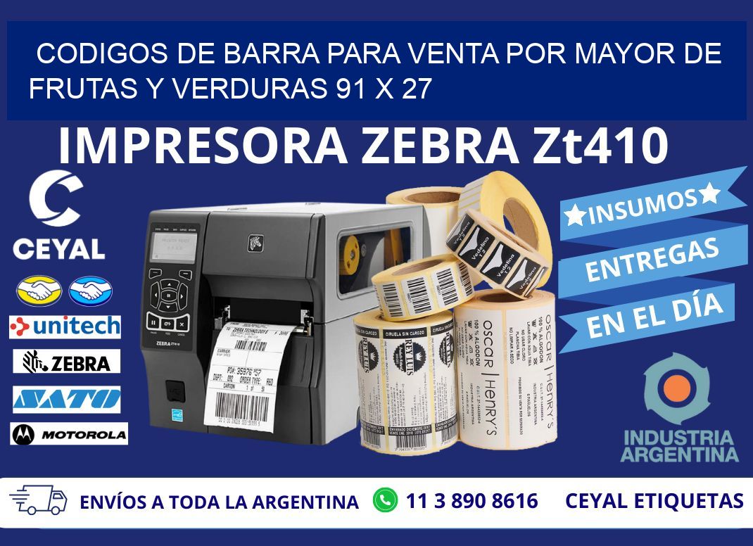 CODIGOS DE BARRA PARA VENTA POR MAYOR DE FRUTAS Y VERDURAS 91 x 27