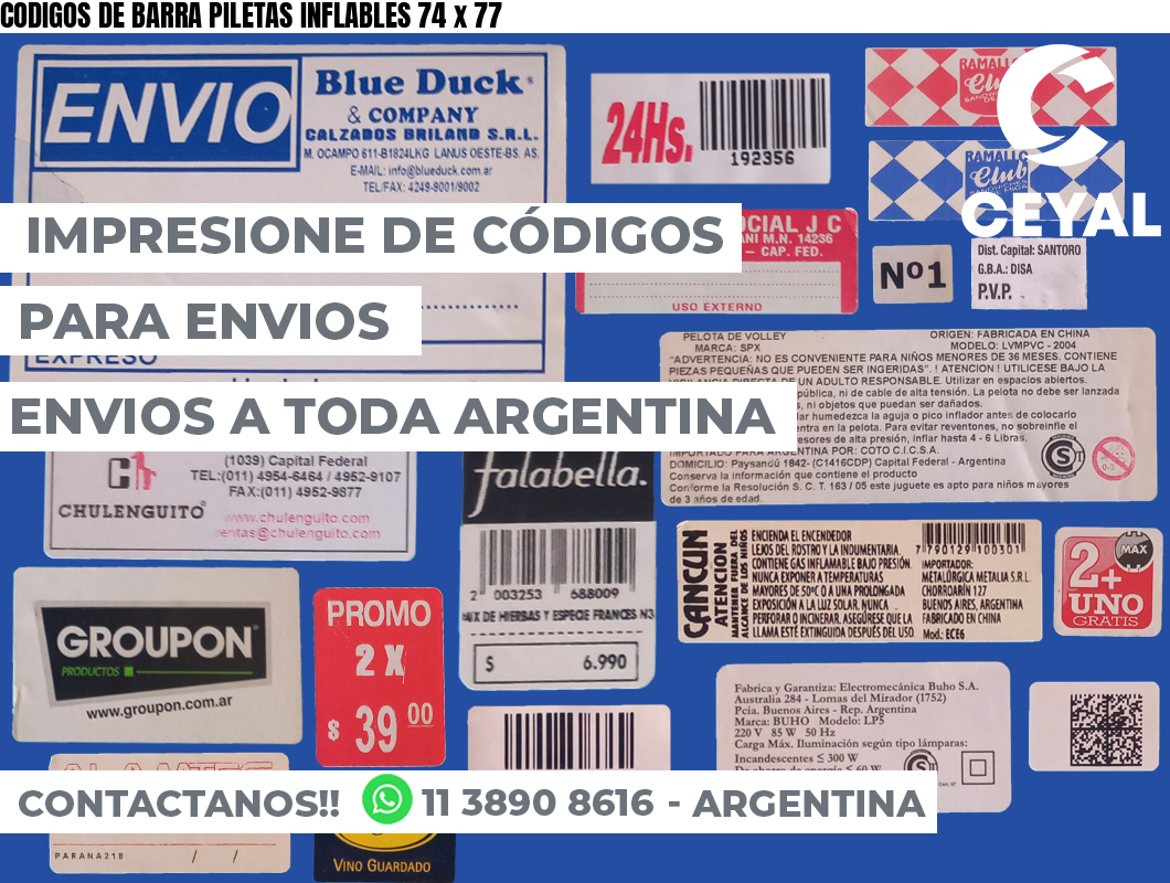 CODIGOS DE BARRA PILETAS INFLABLES 74 x 77