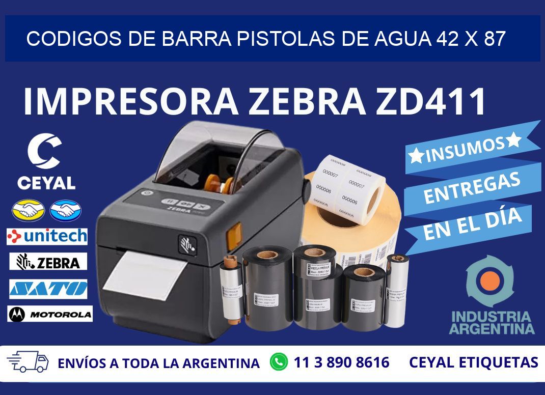 CODIGOS DE BARRA PISTOLAS DE AGUA 42 x 87