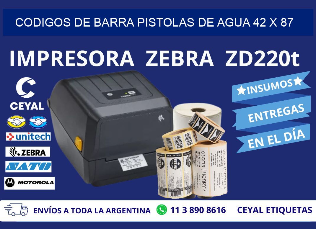 CODIGOS DE BARRA PISTOLAS DE AGUA 42 x 87
