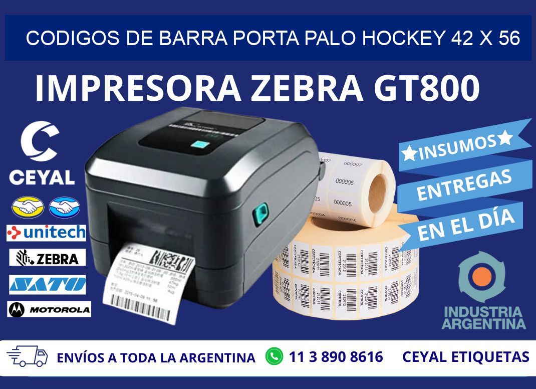 CODIGOS DE BARRA PORTA PALO HOCKEY 42 x 56