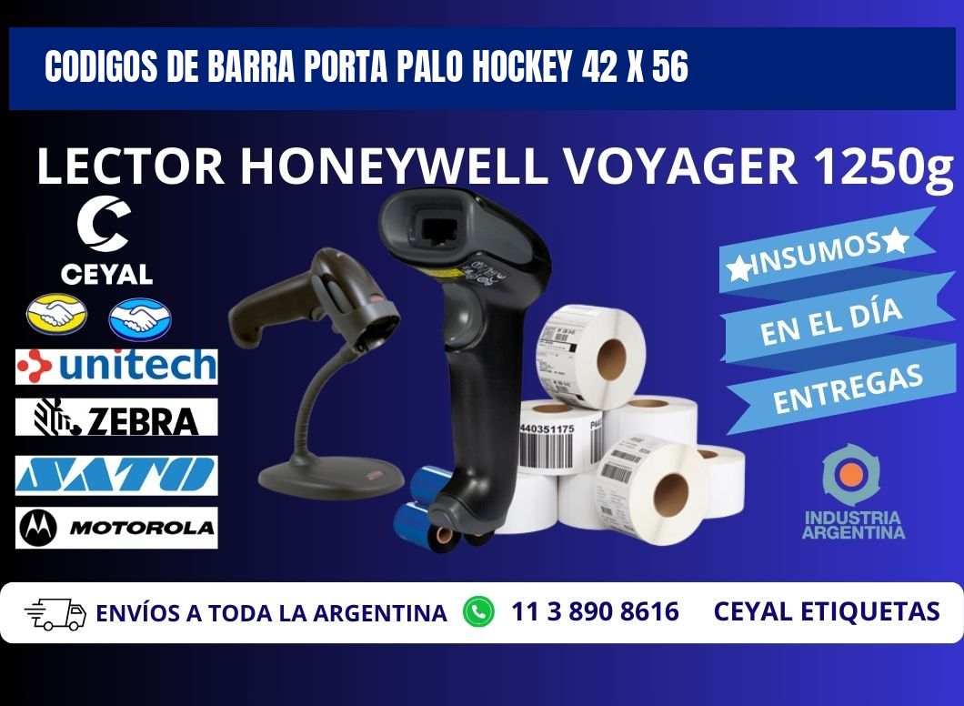 CODIGOS DE BARRA PORTA PALO HOCKEY 42 x 56