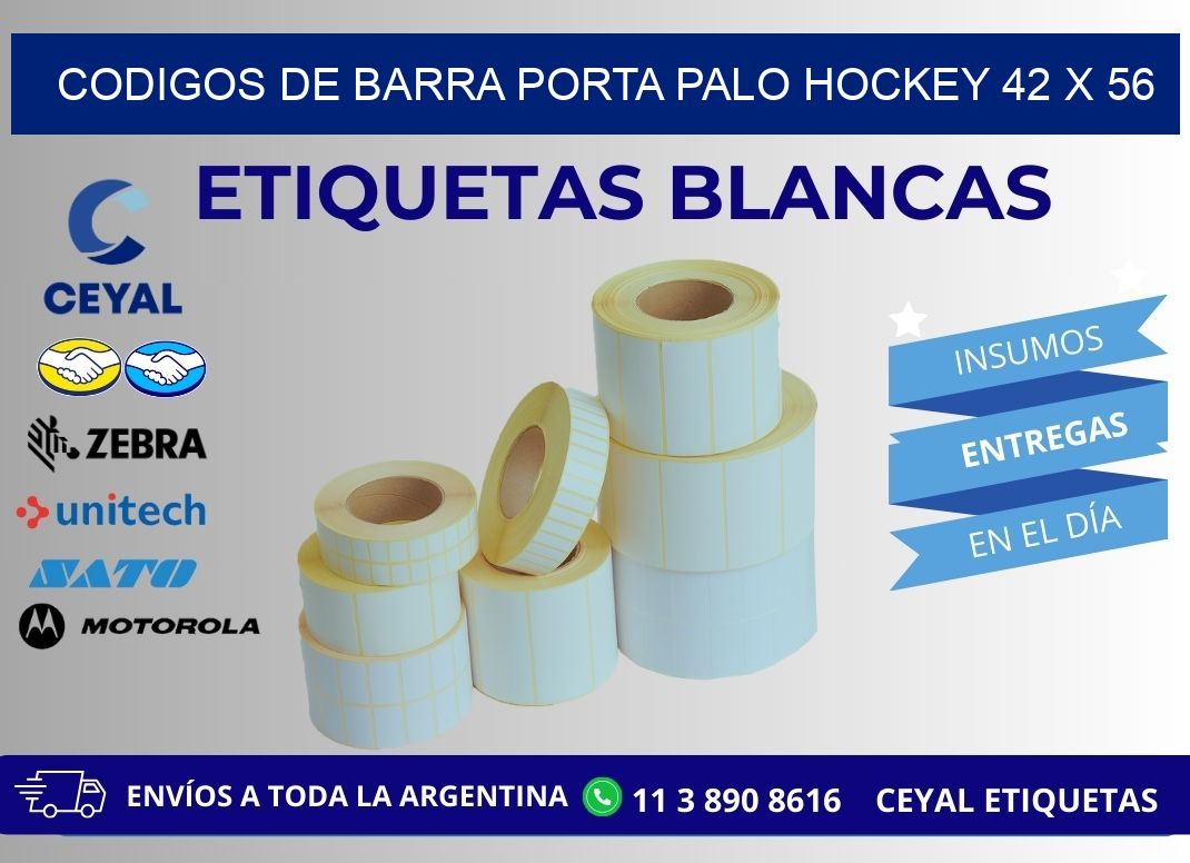 CODIGOS DE BARRA PORTA PALO HOCKEY 42 x 56