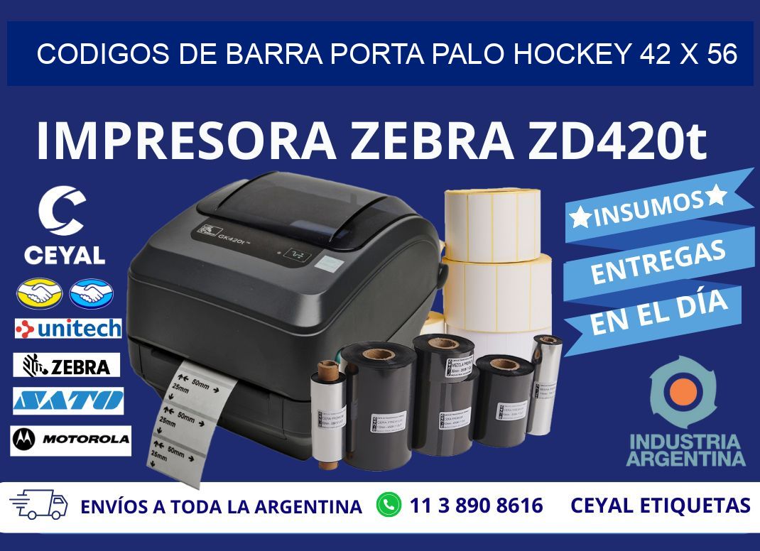 CODIGOS DE BARRA PORTA PALO HOCKEY 42 x 56