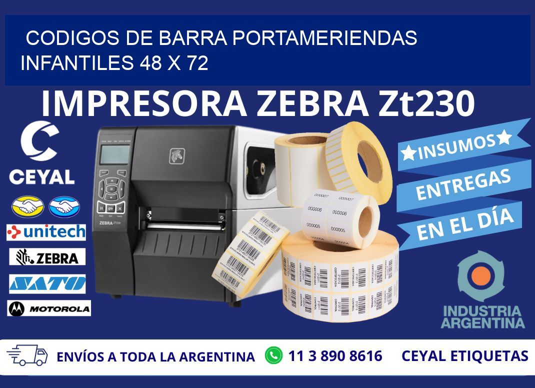 CODIGOS DE BARRA PORTAMERIENDAS INFANTILES 48 x 72