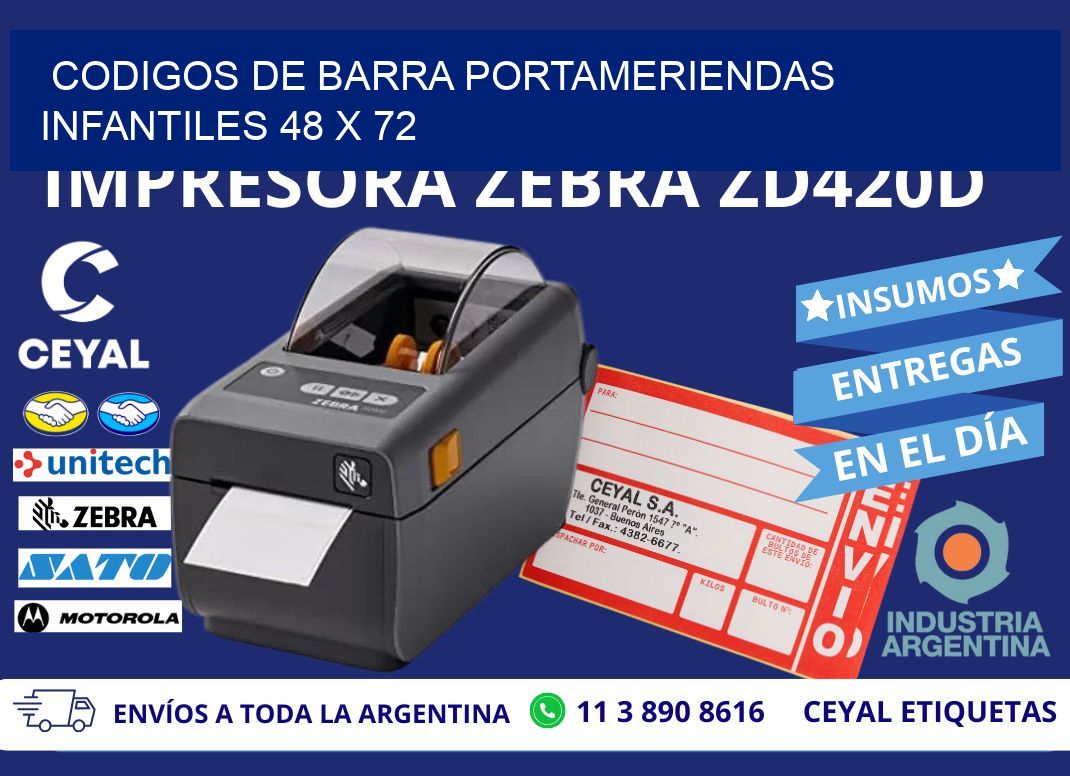 CODIGOS DE BARRA PORTAMERIENDAS INFANTILES 48 x 72