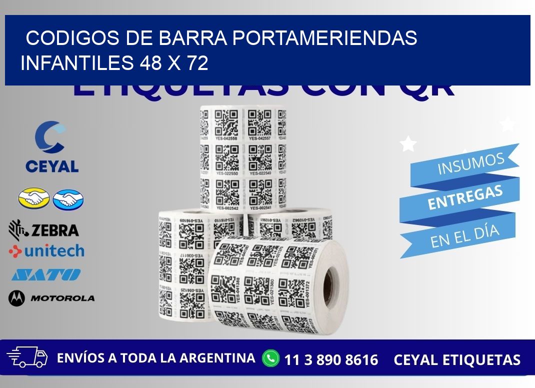 CODIGOS DE BARRA PORTAMERIENDAS INFANTILES 48 x 72