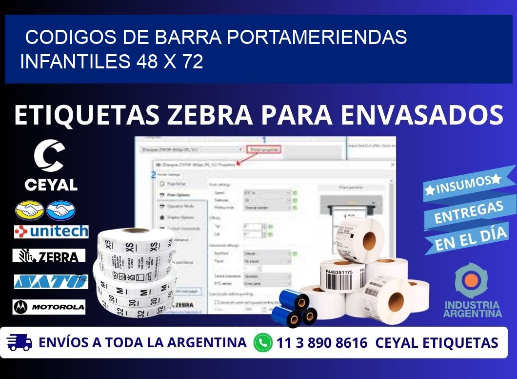 CODIGOS DE BARRA PORTAMERIENDAS INFANTILES 48 x 72