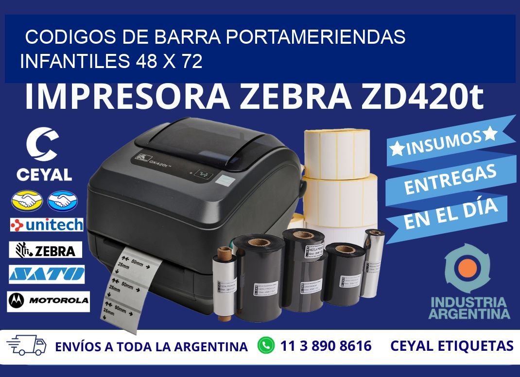 CODIGOS DE BARRA PORTAMERIENDAS INFANTILES 48 x 72