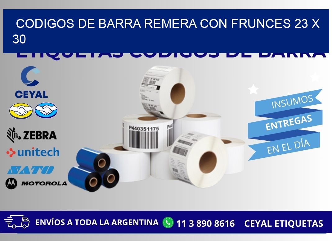 CODIGOS DE BARRA REMERA CON FRUNCES 23 x 30