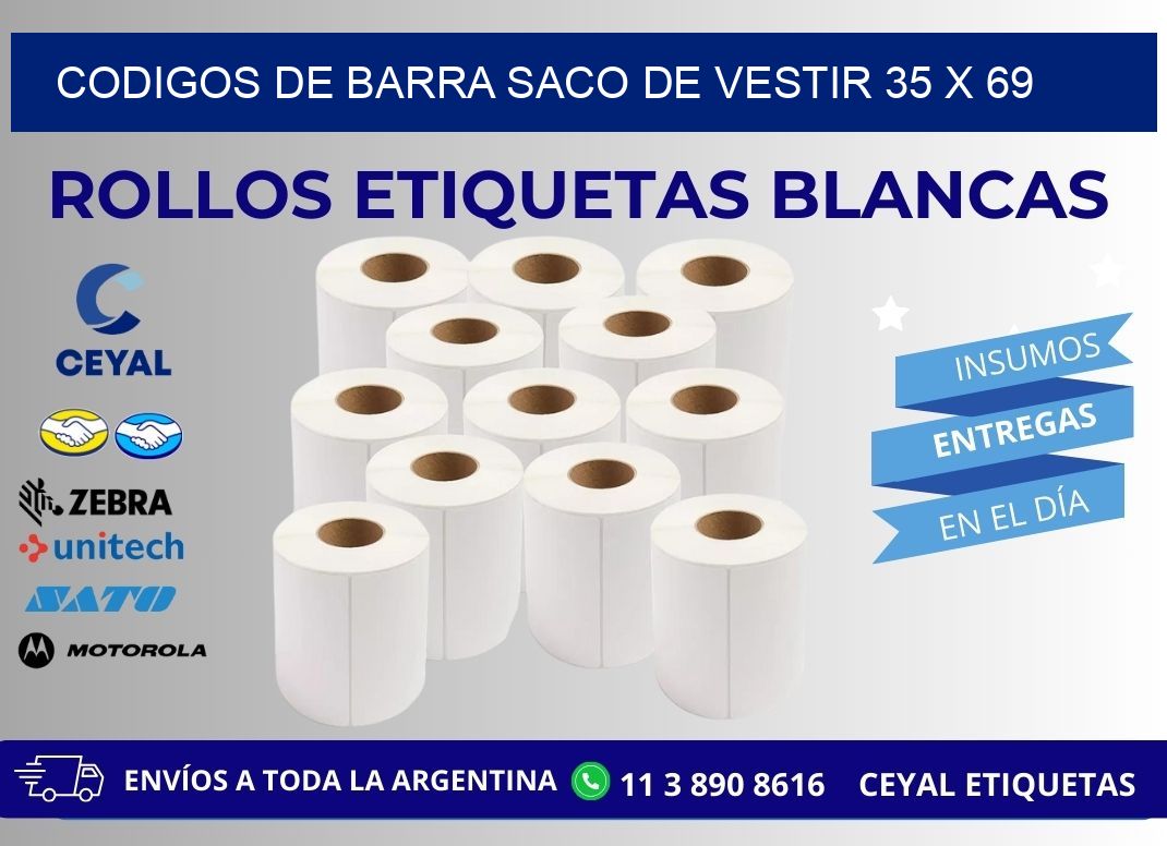CODIGOS DE BARRA SACO DE VESTIR 35 x 69