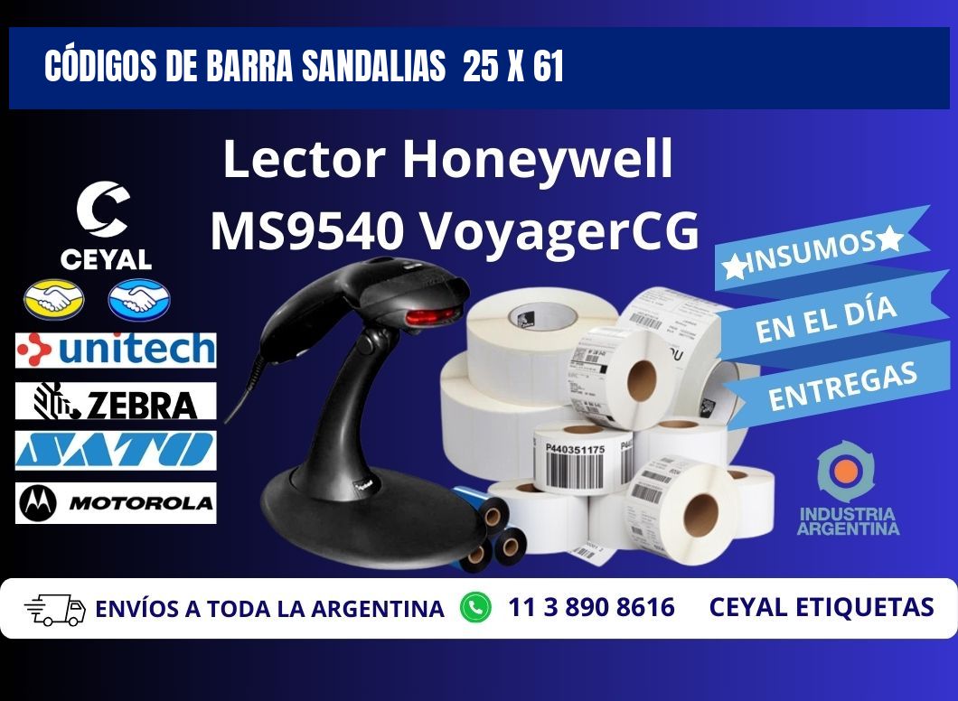 CÓDIGOS DE BARRA SANDALIAS  25 x 61